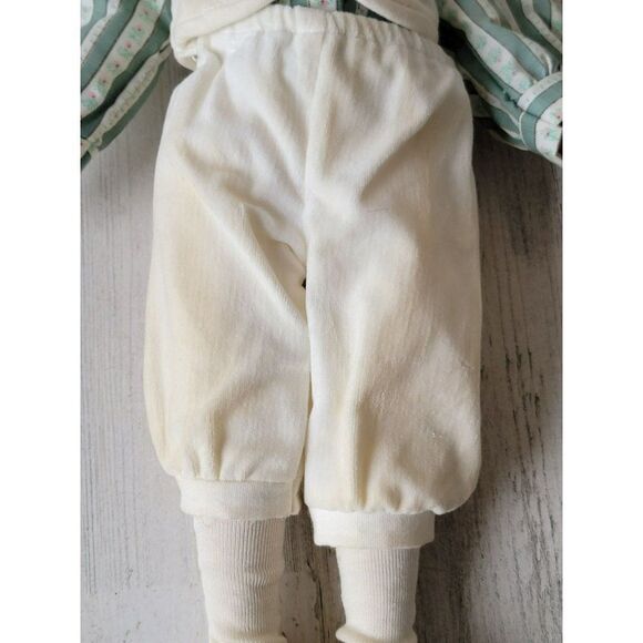 Marian Yu porcelain doll boy white feather hat stripe bow collectible - Picture 8 of 13